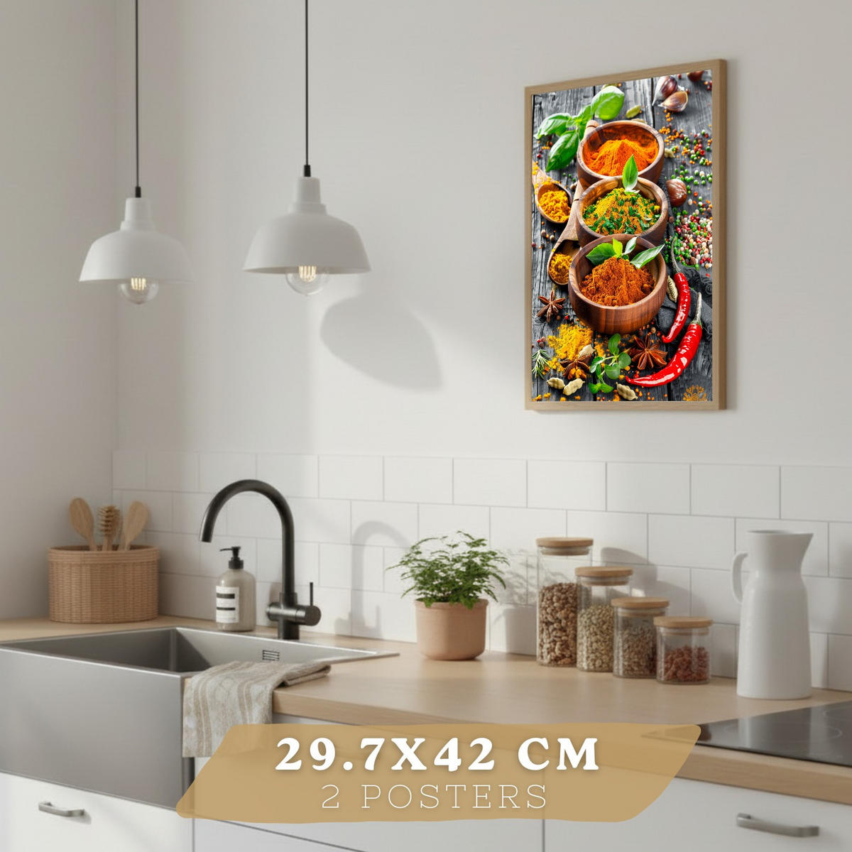 PLAKAT Sada 2 Koření A3 Černý rám - černá, papír (29.7/1/42cm) - Nacnic