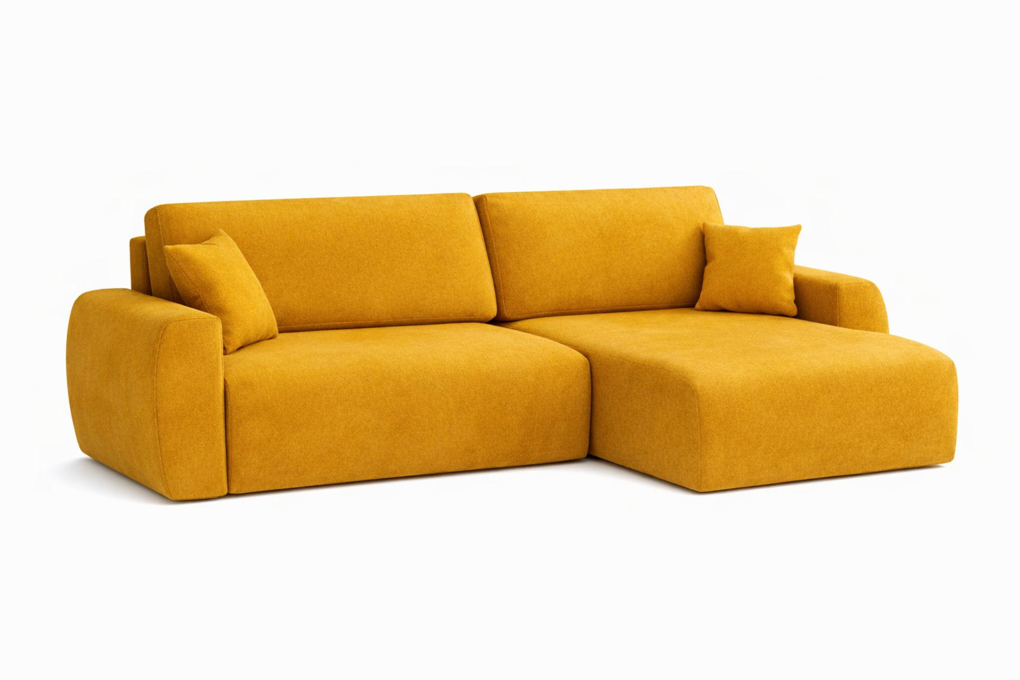 ECKSOFA Mit Schlaffunktion Ariel L, Velours, Stoff Salvador, Gelb, Rechts - Gelb, Holz (250/142cm) - Kaiser Möbel