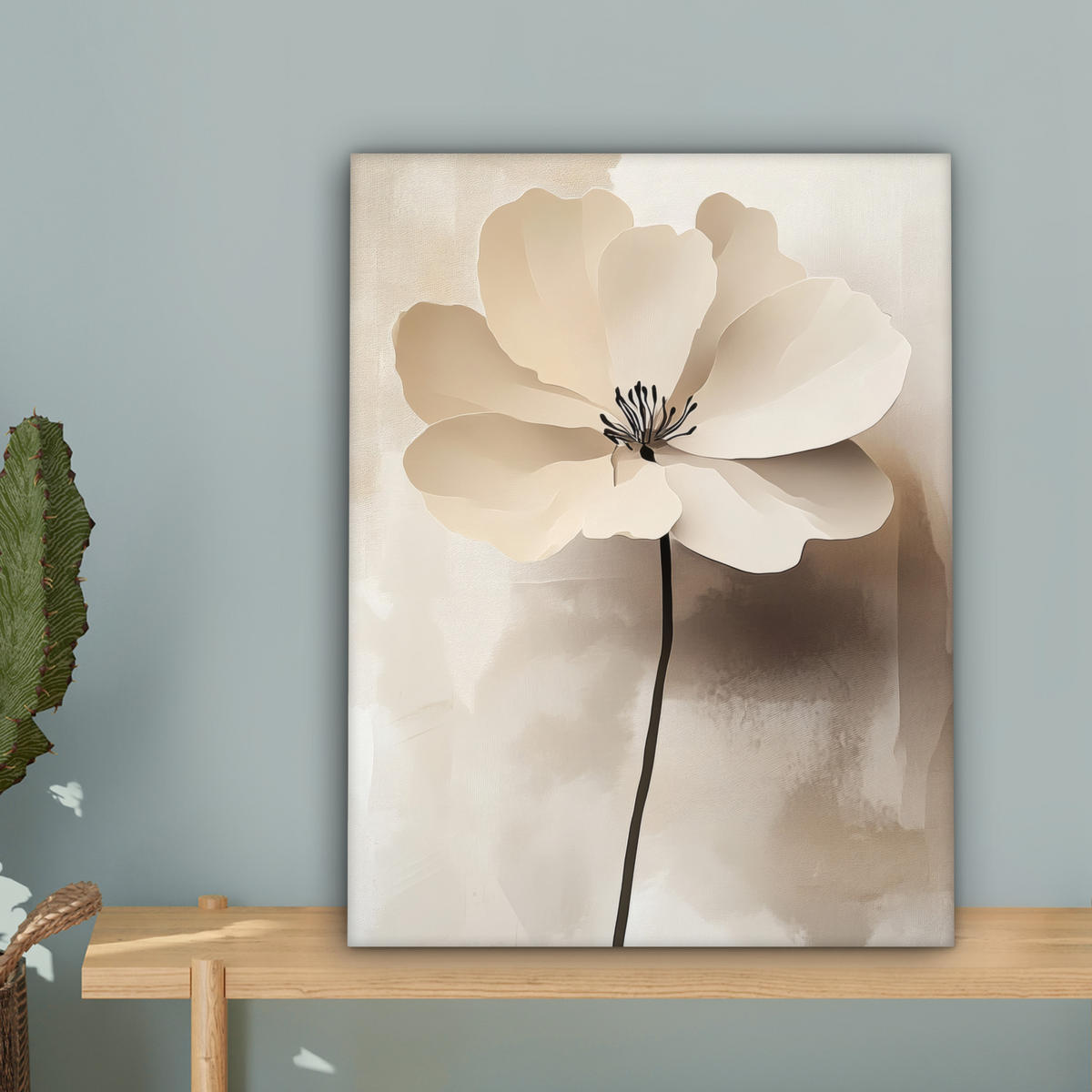 LEINWANDBILD Blume - Beige - Farbe - Schatten Room Decor 30x40 cm - Creme, Textil (30/40cm) - MuchoWow