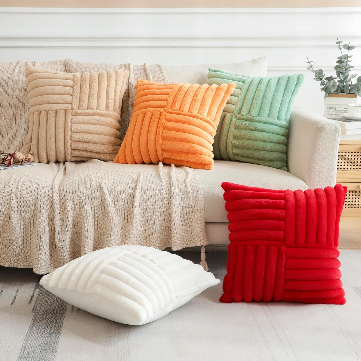 KISSENHÜLLE UNI Plüsch & Samt 45/45 cm - Orange, Textil (45/45cm) - Kaket