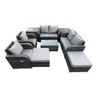 LOUNGESOFA-SET Polyrattan Dunkelgrau 8-Sitzer - Dunkelgrau, Metall - Fimous