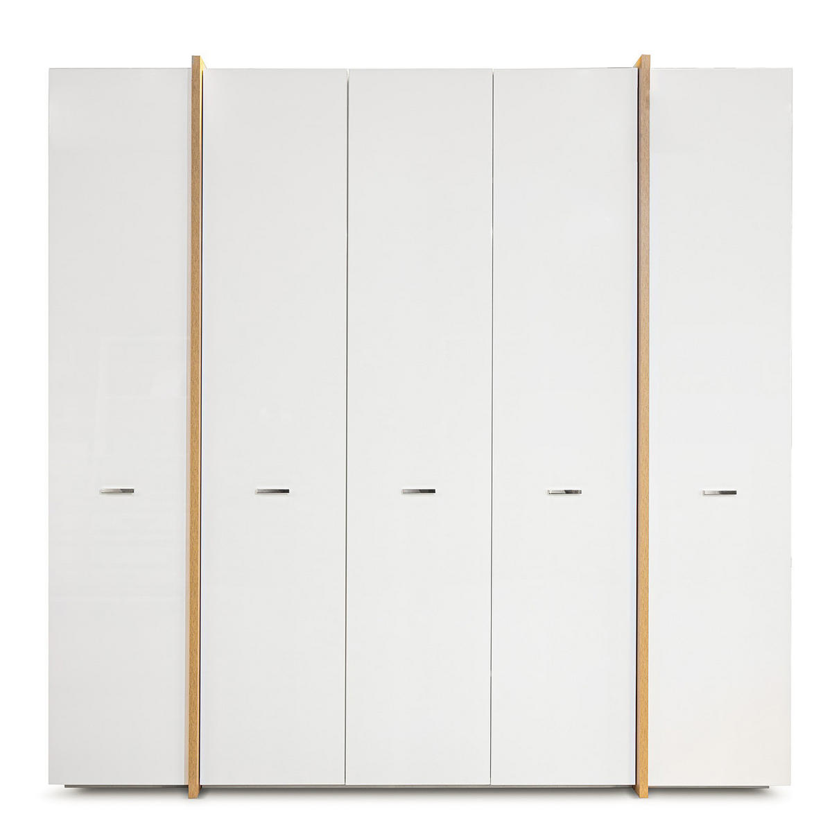 DREHTÜRENSCHRANK mit 5 Türen - Weiß / Eiche Sonoma Dekor - Eichefarben/Silberfarben, Holzwerkstoff/Metall (235/229/64cm) - home24