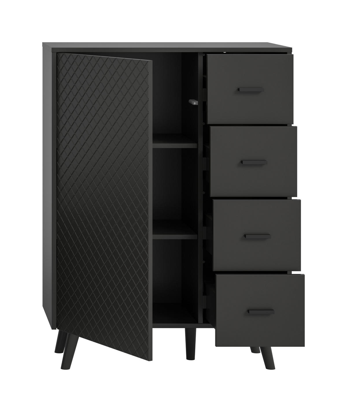 KOMMODE LINEA (B/H/T: ca. 84/114/37 cm) in grau/grau matt - Grau, Holzwerkstoff (84/114/37cm)