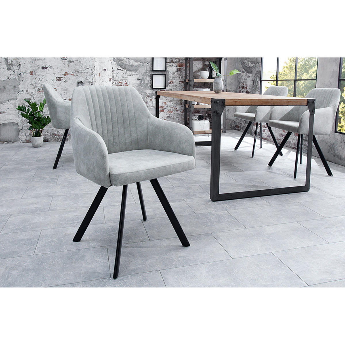STUHL LUCCA Microfaser Grau - Grau, Textil (56/84/58cm) - riess-ambiente