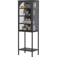 VITRINENSCHRANK 50/35/160 cm schwarz aus Metall und Glas mit verstellbaren Böden - Schwarz, Glas (50/160/35cm) - OKWISH