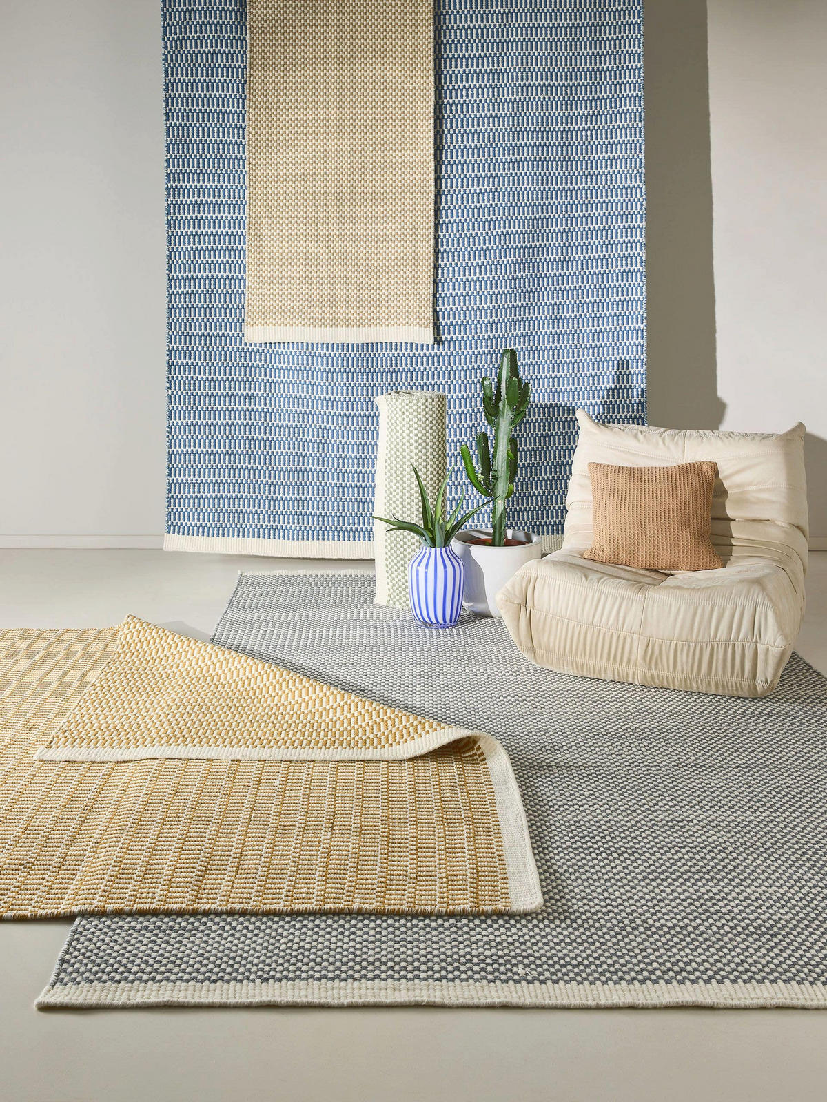 WOLLTEPPICH Laura handgewebt 120/170 cm - Grau, Naturmaterialien/Textil (120/170cm) - benuta Pure