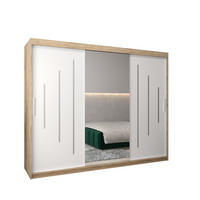 SCHWEBETÜRENSCHRANK 200/250/62 3-türig - Silberfarben/Weiß, Holz/Kunststoff (250/200/62cm) - Abiks Möbel