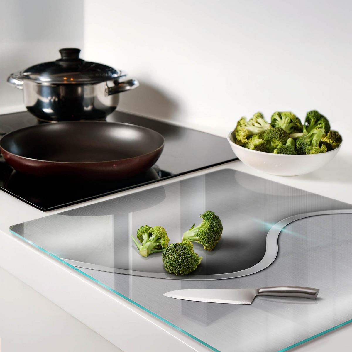GLASPLATTE 60x52 cm Textur - Silberfarben, Glas (60/0.4/52cm) - TULUP