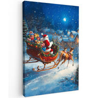 LEINWANDBILD Weihnachtsmann - Rentier - Weihnachten - Schnee 40x60 cm - Cognac, Textil (40/60cm) - MuchoWow