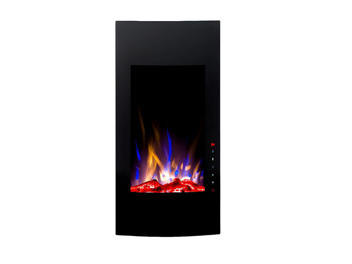 KAMIN - 40.8 x 13 - glas - schwarz Vulcano - Schwarz, Glas (40.8/81.4/13cm) - Vente-Unique