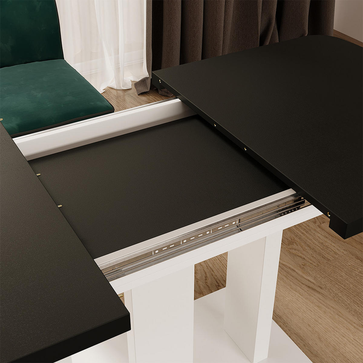 ROZKLÁDACÍ JÍDELNÍ STŮL Fenaro Černá/bílá - bílá/černá, kompozitní dřevo (80/120/77.3cm) - Vicco