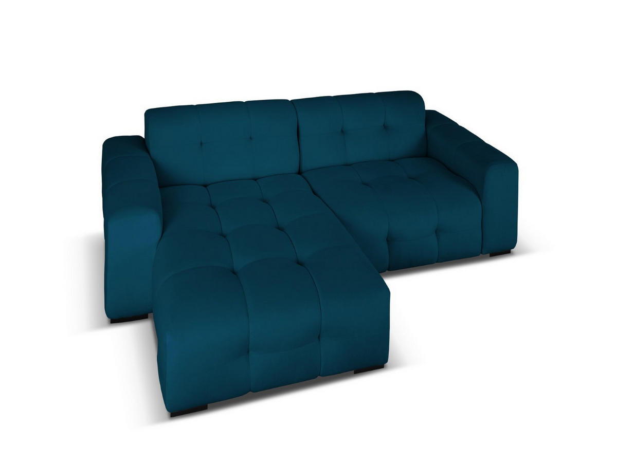 ECKSOFA links Kendal aus Samt marineblau 4 Sitzplätze - Blau, Textil (173/256cm) - Micadoni