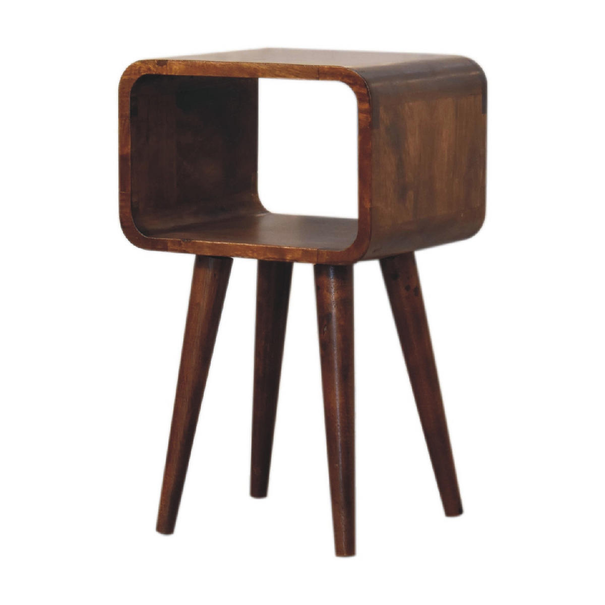 NACHTTISCH mit geschwungenem Design - Messingfarben/Braun, Holz/Metall (30/50/25cm) - Artisan Furniture