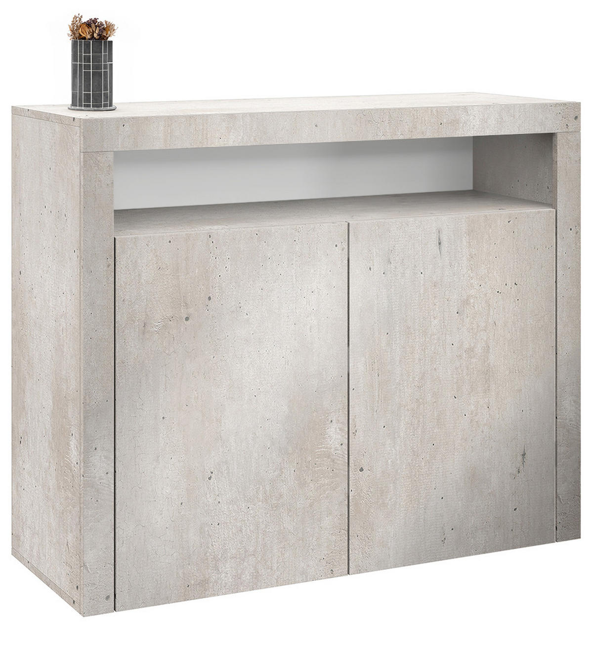 KOMMODE Denver Beton Oxid Optik - Hellgrau, Holzwerkstoff (107/88/35cm) - Vladon