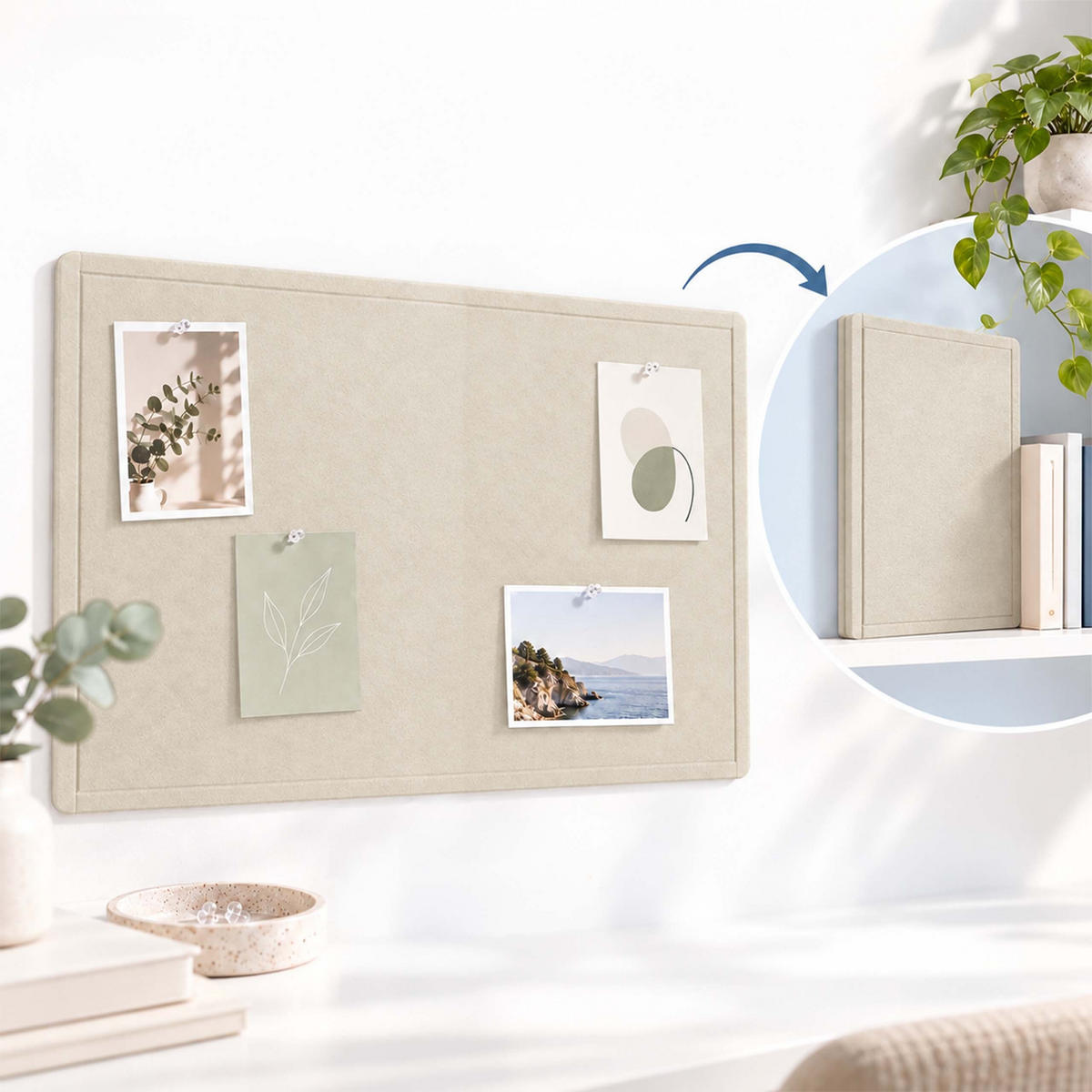 PINNWAND Creme Filz faltbar 84x59 cm - Creme, Textil (59/84/1cm) - Relaxdays
