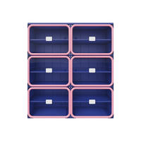 SCHUHSCHRANK, Doppelfach mit 6 Ebenen, faltbar, montagefrei, aus Kunststoff, Flurmöbel, Blau-Pink - Pink, Kunststoff (85/104/34cm) - GENKI LIVING