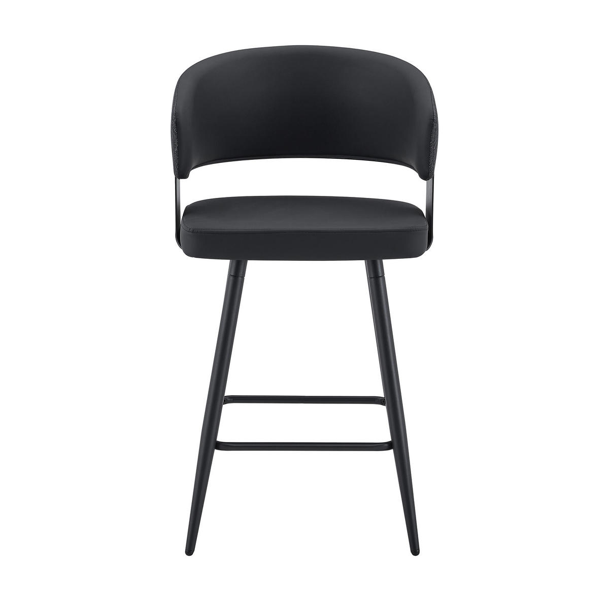 BARHOCKER DE-36674 2er Set mit PU-Bezug und Metallgestell Schwarz - Schwarz, Metall (47/94.5/46cm) - ComfortXL