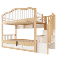 ETAGENBETT 90/200 cm mit Stauraum, Treppe und Regal, DE-41551, in Weiß/Eiche - Eichefarben, Holzwerkstoff (90/200cm) - ComfortXL