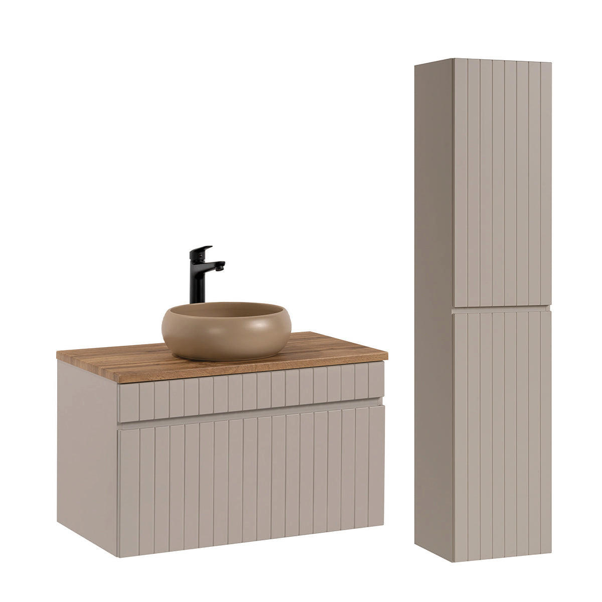 BADMÖBEL 80.4cm Zelie 2er-Set Kaschmir - Beige, Holzwerkstoff (80.4/48/46cm) - Petits-meubles