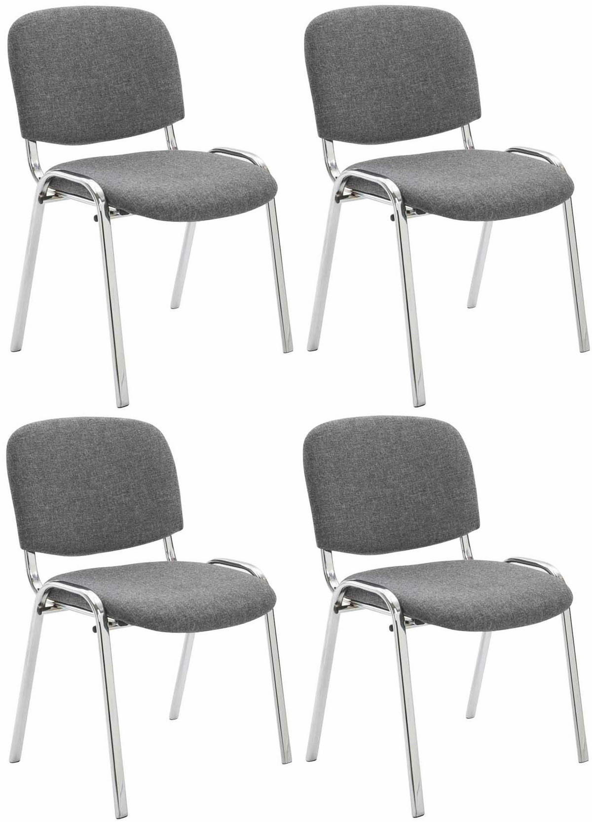 BESUCHERSTUHL 4er Set Stoff grau - Grau, Textil/Metall (54/79/64cm) - CLP