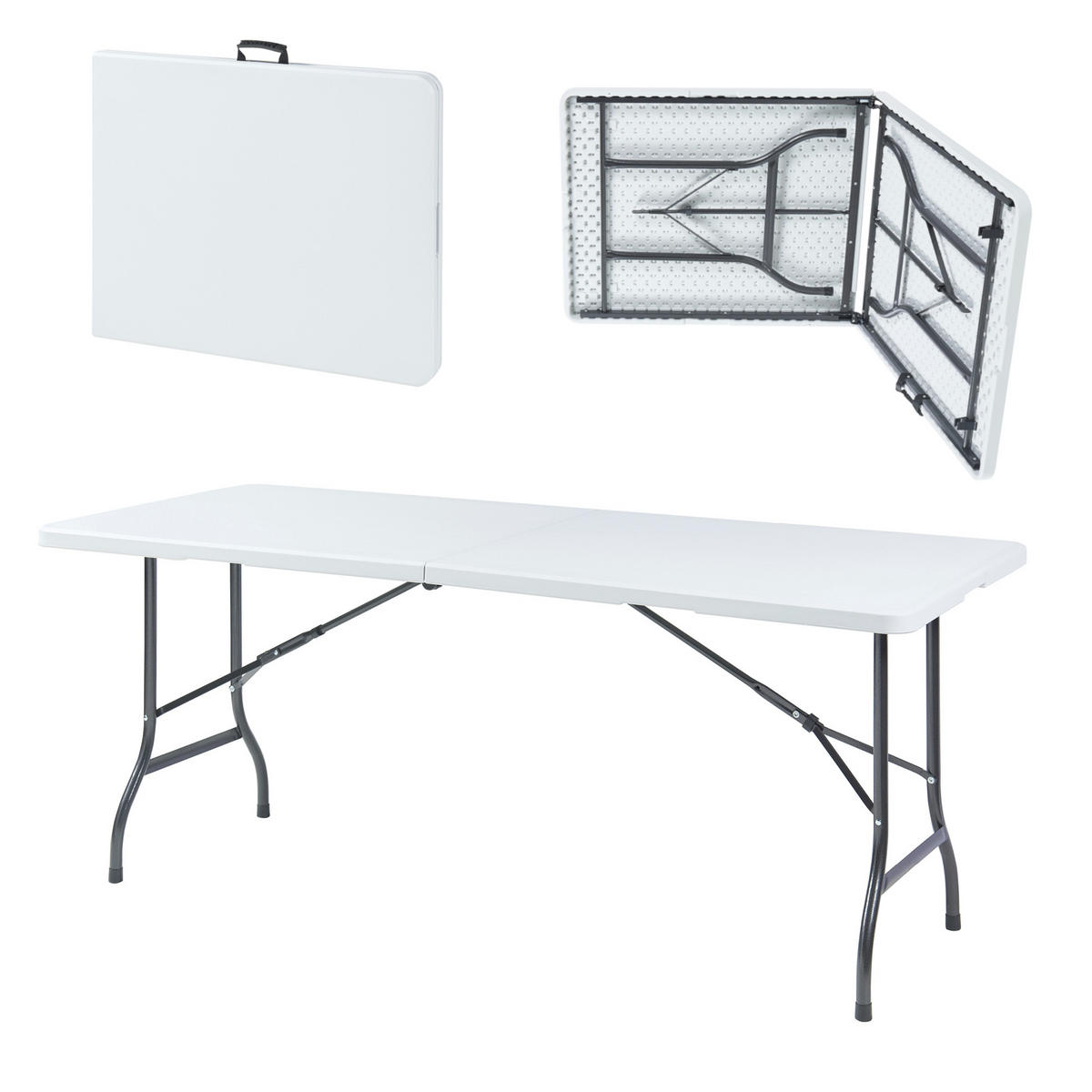 KLAPPTISCH Ljusnarsberg - Weiß, Kunststoff/Metall (180/75/72cm) - [en.casa]