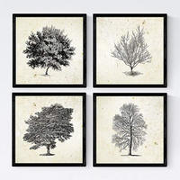 POSTER Set mit 4 Blättern der Caduda und immergrüne Jahrgang Hintergrund 20x20cm Rahmenlos - Klar, Papier (20/3cm) - Nacnic