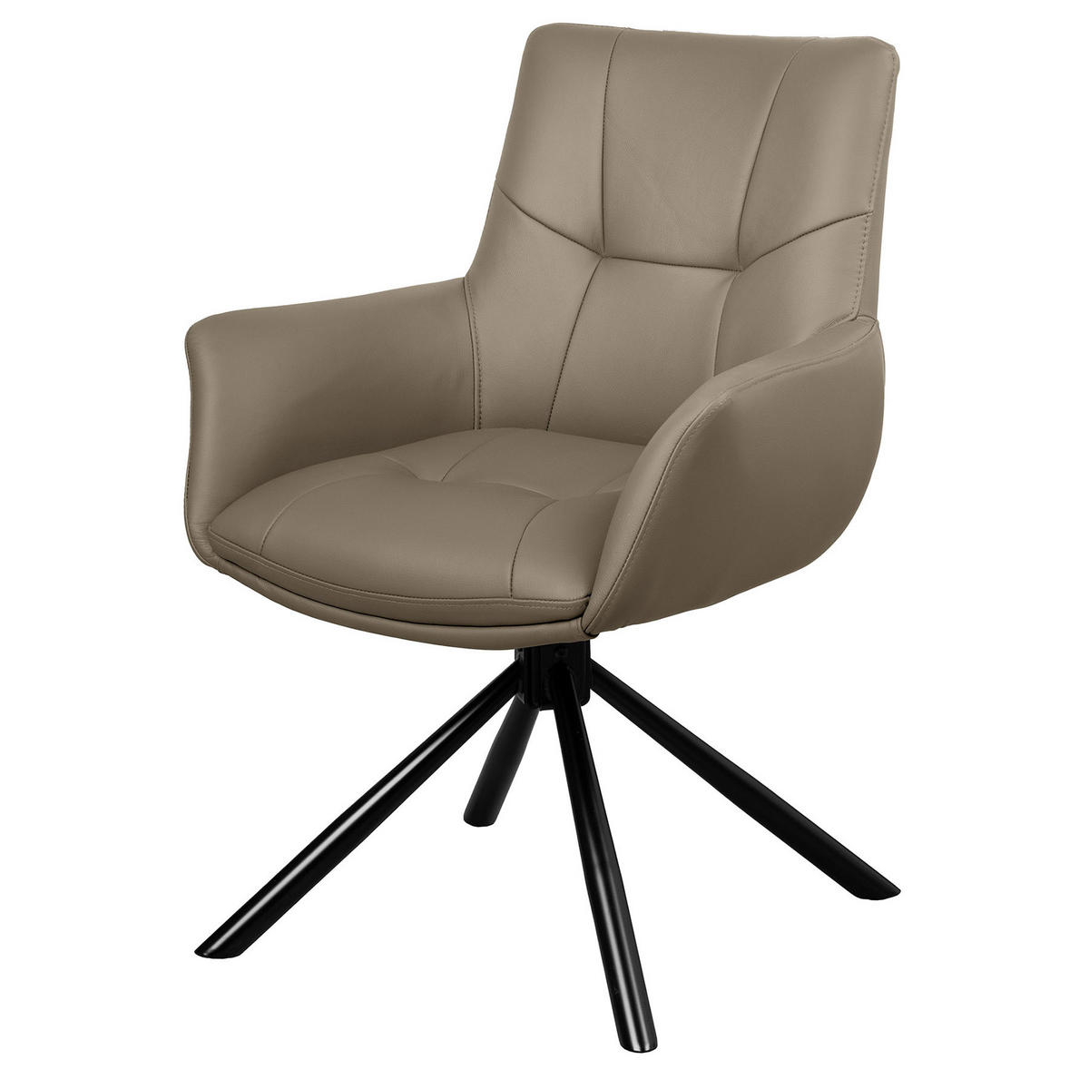 STUHL SIGNATUR Echtleder Taupe 85 cm - Taupe/Schwarz, Leder/Metall (64/85/65cm) - riess-ambiente