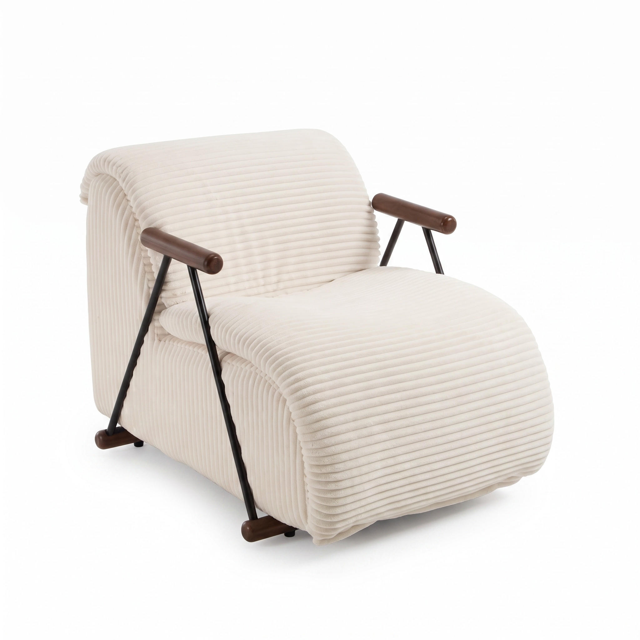 XXL-SESSEL mit Armlehnen, Cord Loungesessel, Ergonomisch, Beige - Beige, Textil/Metall (71/75/100cm) - LVHOM