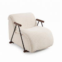XXL-SESSEL mit Armlehnen, Cord Loungesessel, Ergonomisch, Beige - Beige, Textil/Metall (71/75/100cm) - LVHOM