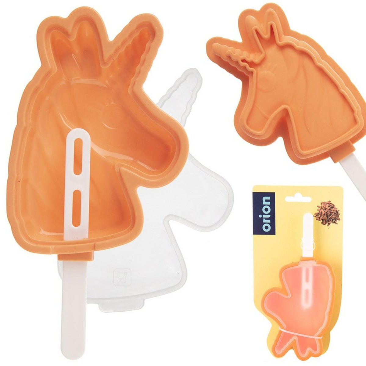 SILIKON-EISFORM Einhorn orange - Orange, Kunststoff (15/2.5/9cm) - Orion 