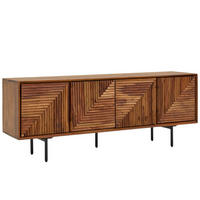 LOWBOARD Massivholz Modern Stil 140x54x33 cm mit vier Türen - Schwarz/Braun, Holz/Metall (140/54/33cm) - KADIMA DESIGN