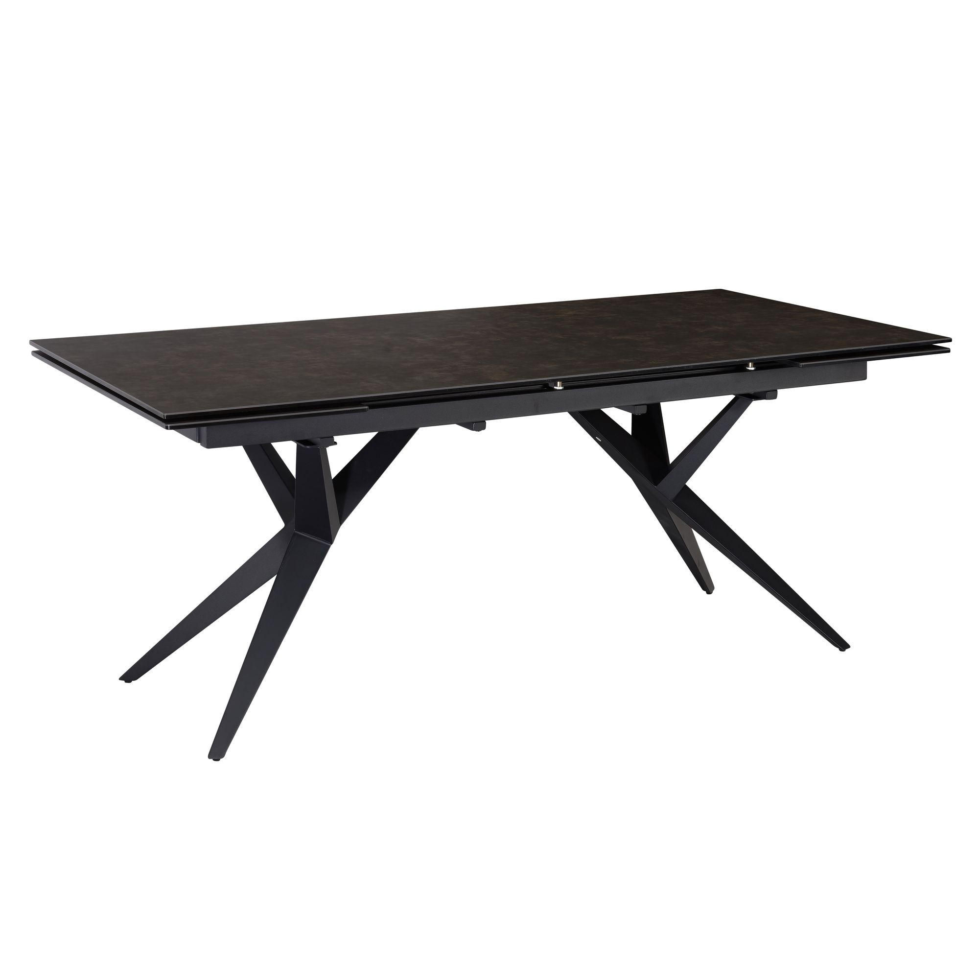 ESSTISCH Ausziehbar Keramik Glas Marmoroptik Groß, Schwarz 180x95x76 cm - Schwarz, Keramik/Metall (95/180/76cm) - KADIMA DESIGN
