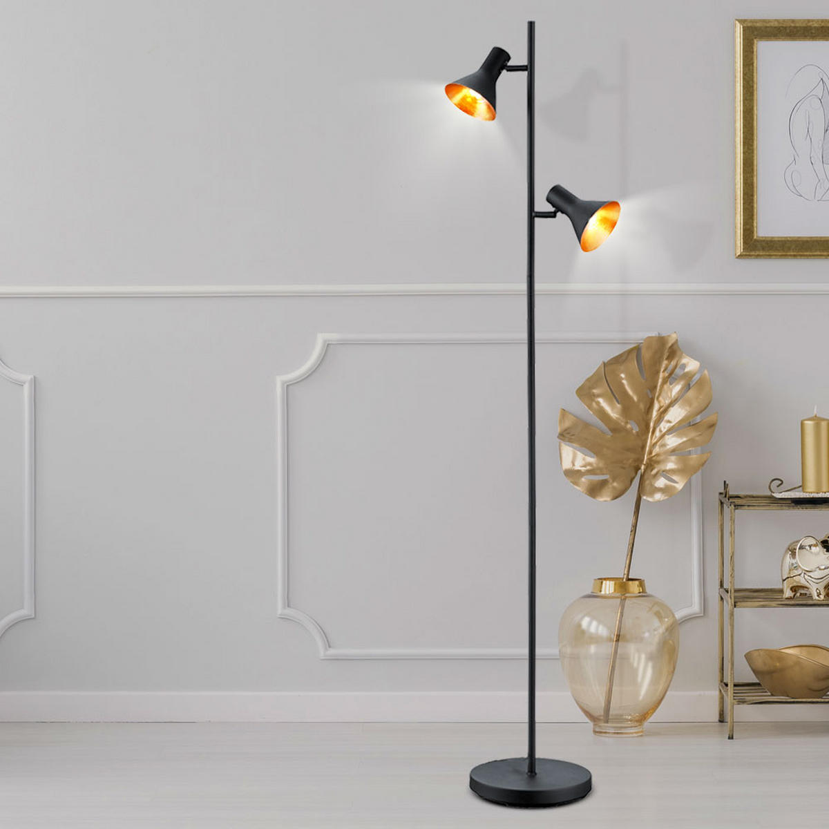 LED STEHLEUCHTE Nina Schwarz - Schwarz, Metall (23/33.5/144cm)