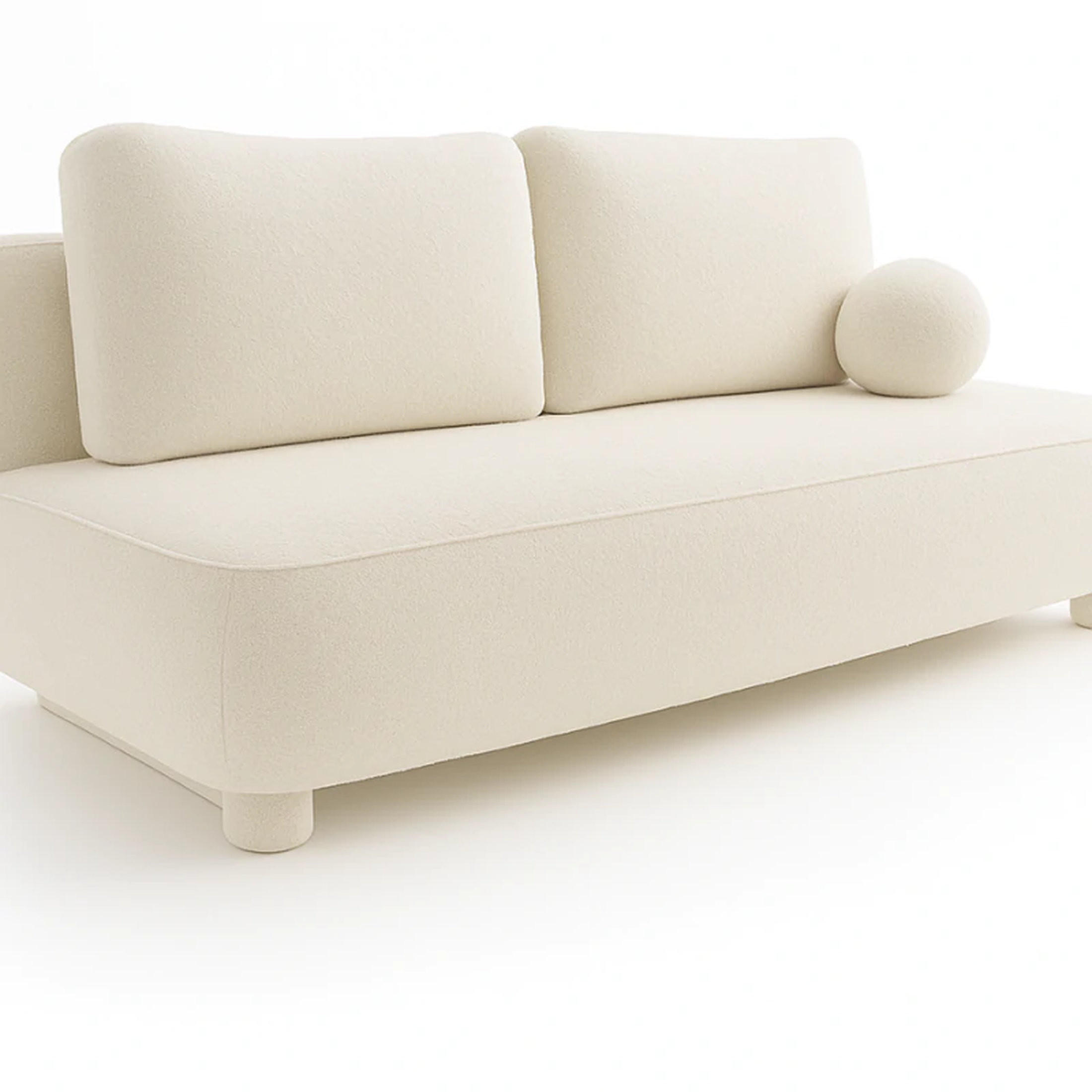 SCHLAFSOFA MAJA, Sofa mit Schlaffunktion und Bettkasten, Farbe: Creme, Bouclé-Stoff - Creme, Textil (209/96/96cm) - Sepro Meble