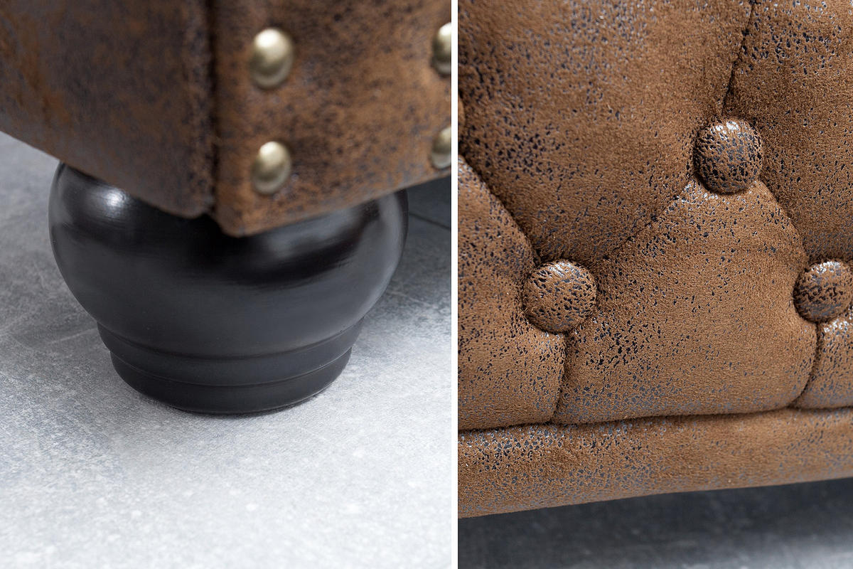 2-SITZER SOFA CHESTERFIELD Microfaser Braun 150 cm - Dunkelbraun/Braun, Holz/Textil (150/73/85cm) - riess-ambiente