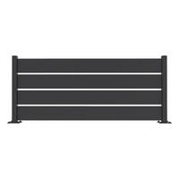 HALBOFFENER Zaun Vettoro 2m x H.80cm schwarzer Stahl - Schwarz, Metall (200/84cm) - Casanoov