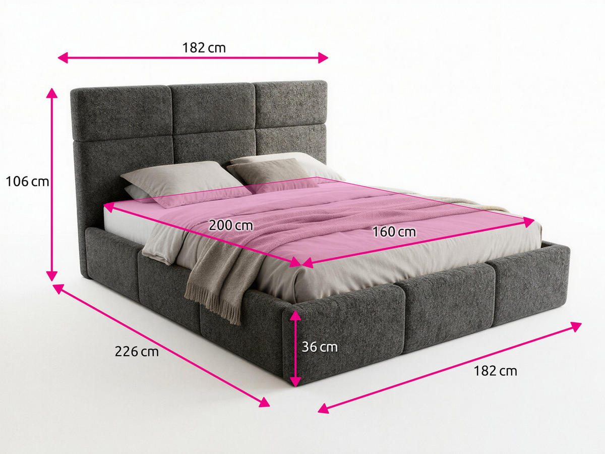 POLSTERBETT Celine - Eichefarben/Creme, Holz/Kunststoff (160/200cm) - Sofnet