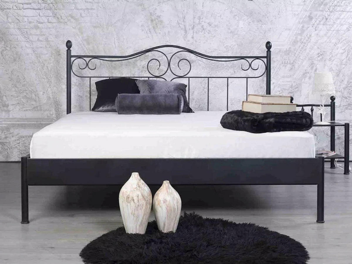 METALLBETT Alessia / 200 x 210 cm / schwarz-silber gewischt - Silberfarben/Schwarz, Metall (200/210cm) - BED BOX