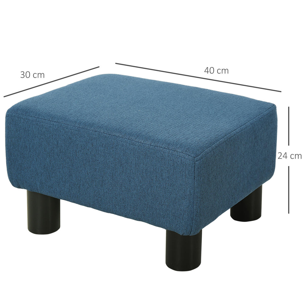 POUF DE-16384 gepolstert mit Leinenbezug Dunkelblau - Blau, Textil (30/24/40cm) - ComfortXL