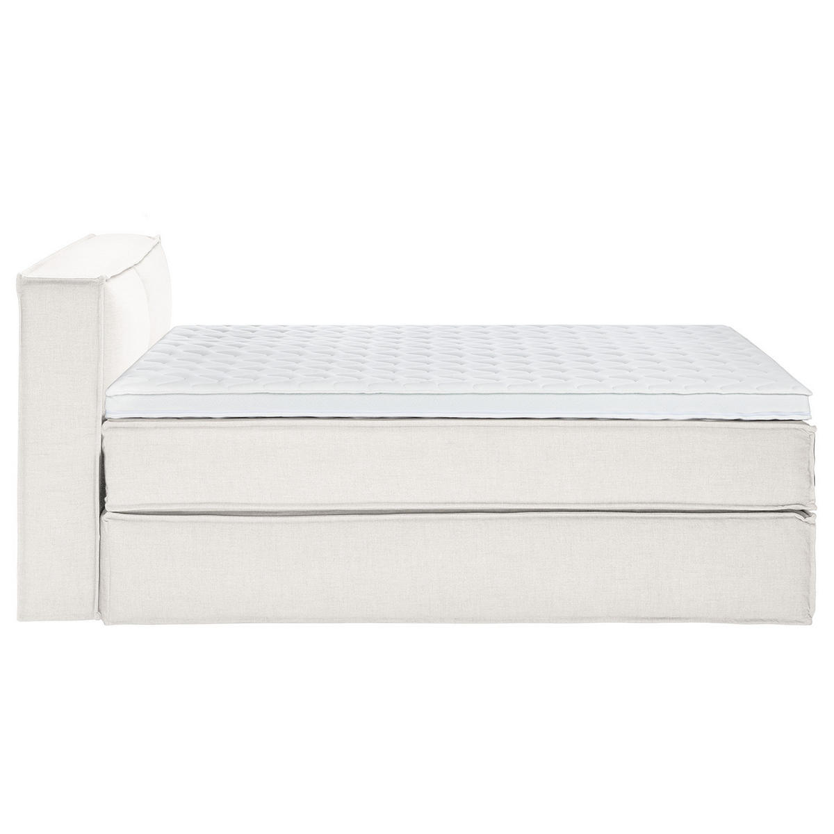 BOXSPRINGBETT mit Kopfteil - Premium - Weiß, Textil (160/220cm) - home24
