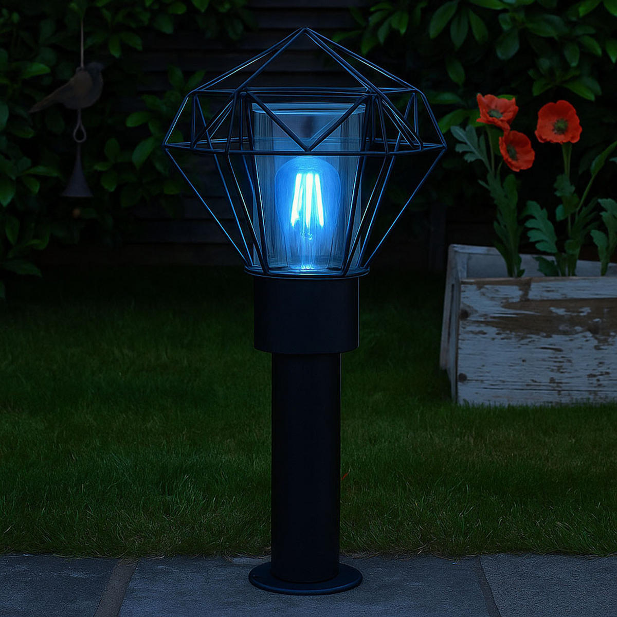 RGB LED WEGLEUCHTE Edelstahl Schwarz - Schwarz, Metall (22.5/25.5/50cm) - Globo Lighting