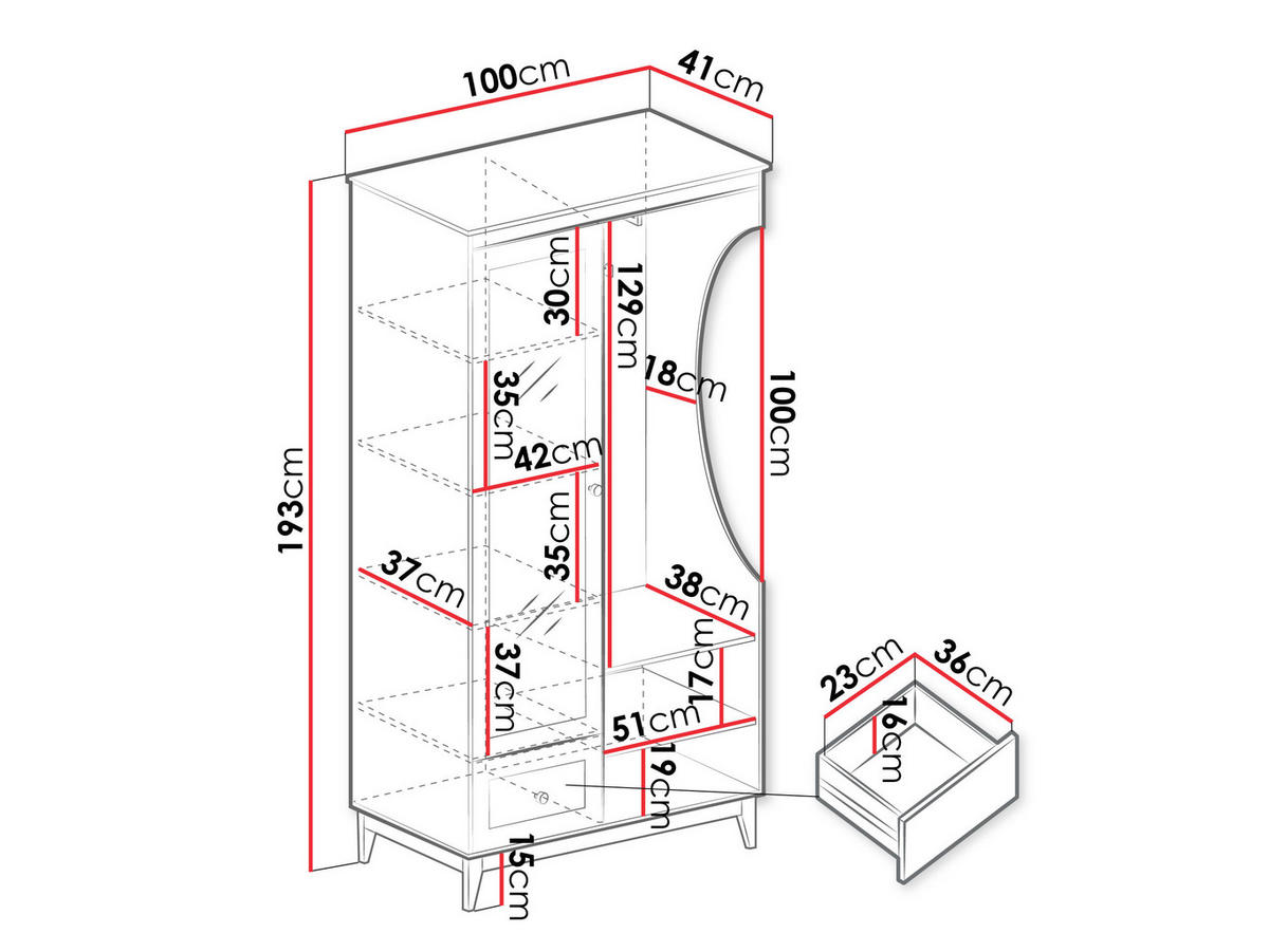 GARDEROBEN-SET Windsor - Kaschmir/Naturfarben, Holz/Holzwerkstoff (100/193/41cm) - MIRJAN24