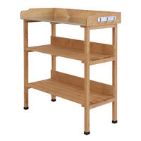 PFLANZTISCH Gärtnertisch Blumentisch mit Metall Arbeitsfläche Garten Holz Natur - Fichtefarben, Holz (76/37/89cm) - Outsunny