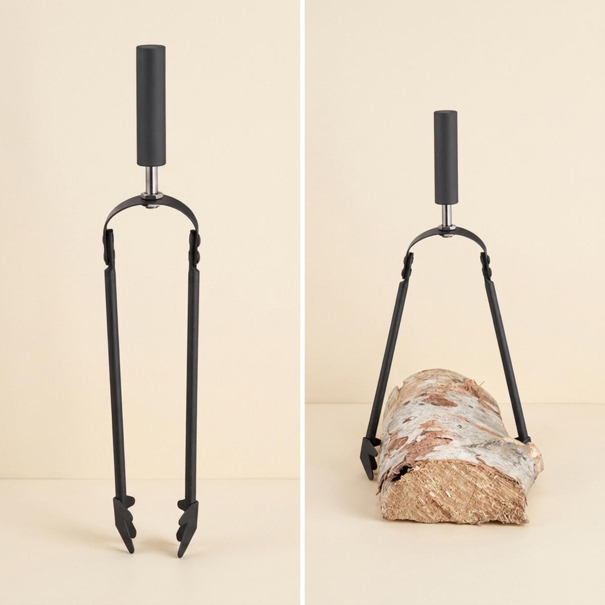 KAMINBESTECK Schwarz 5-teilig - Schwarz, Metall (20/50/20cm) - Relaxdays