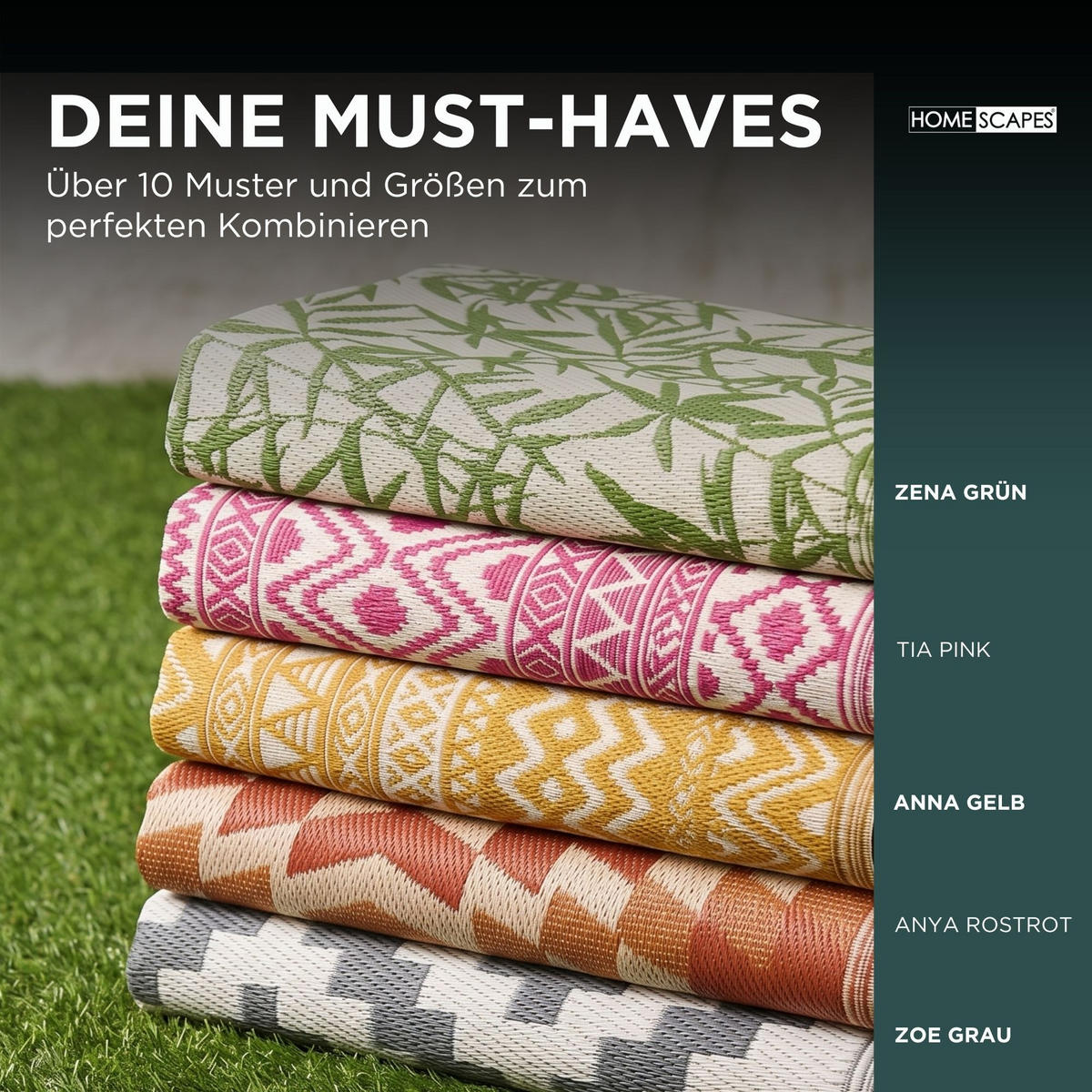 OUTDOORTEPPICH-LÄUFER Zoe, geometrisch gemustert 75/200 cm - Hellgrau, Kunststoff (75/200cm) - Homescapes