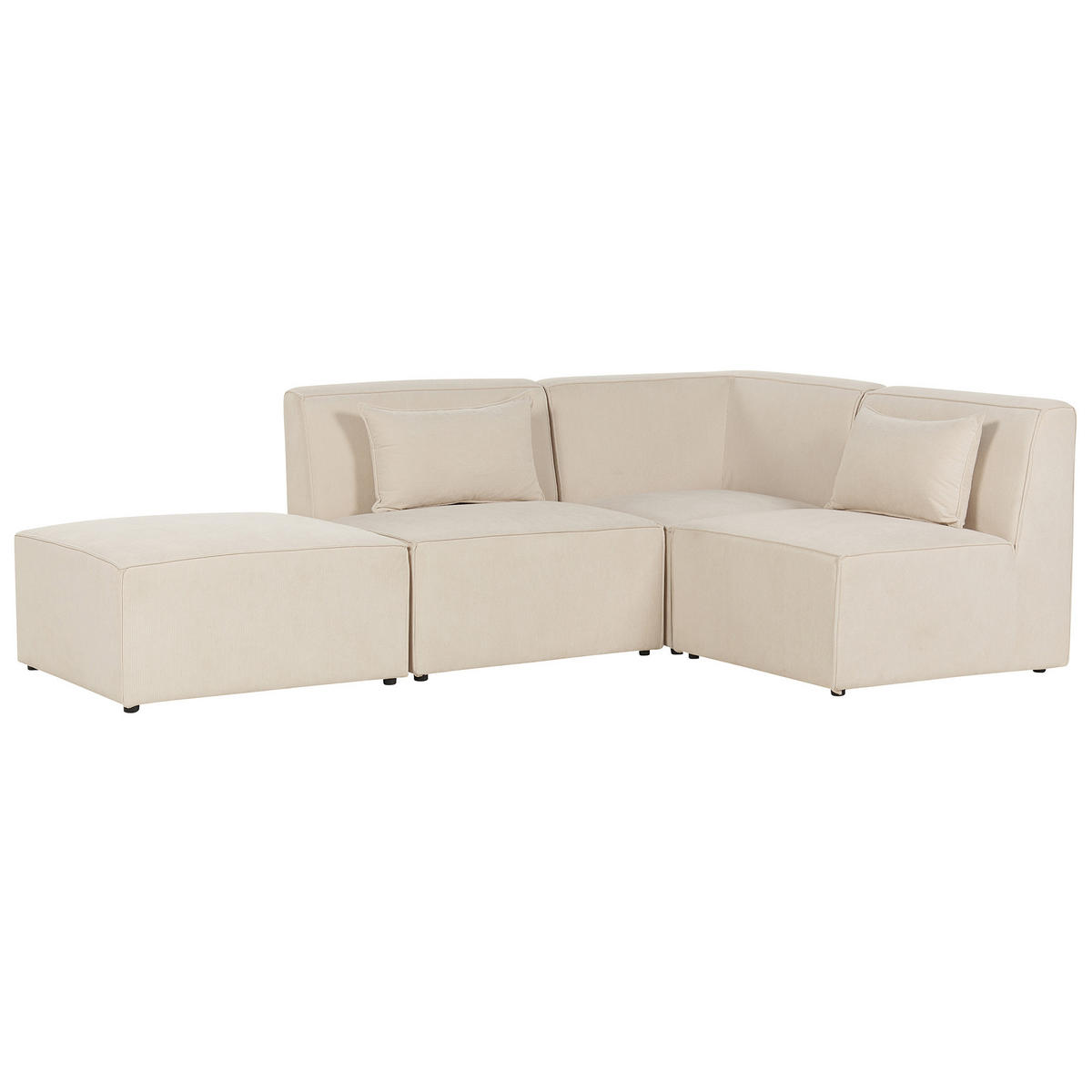 3-SITZER-ECKSOFA Cord hellbeige rechtsseitig mit Ottomane Lemvig - Beige, Textil (250/166cm) - Beliani