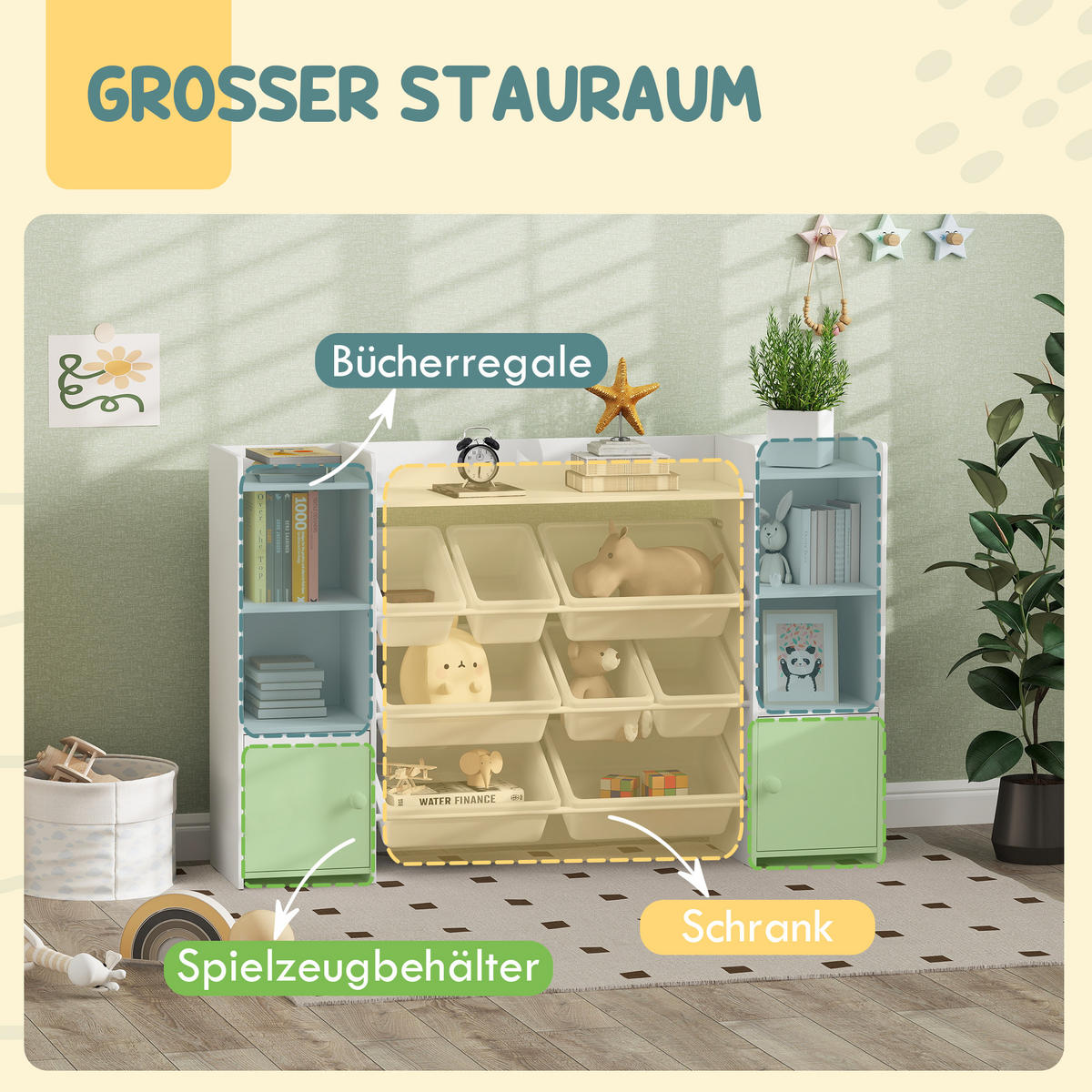 KINDERREGAL - Weiß, Holzwerkstoff/Metall (30/90/140cm) - AIYAPLAY
