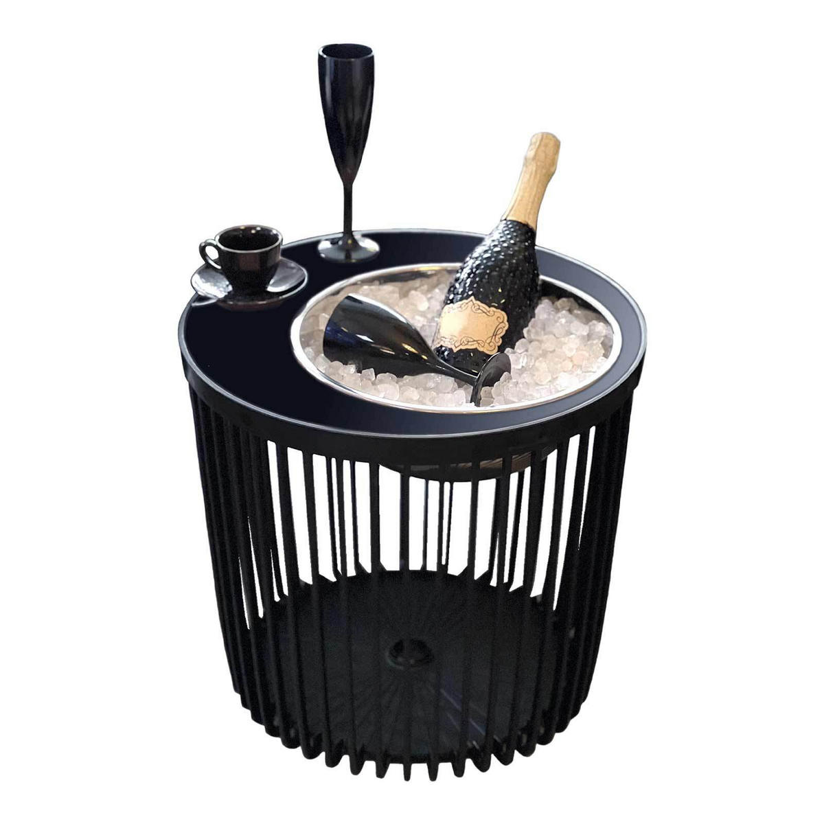 BEISTELLTISCH MIT EDELSTAHL-BIERKÜHLER Copenhagen schwarz 45 cm - Schwarz, Kunststoff (45/45/45cm) - COOTAB Cooler Table