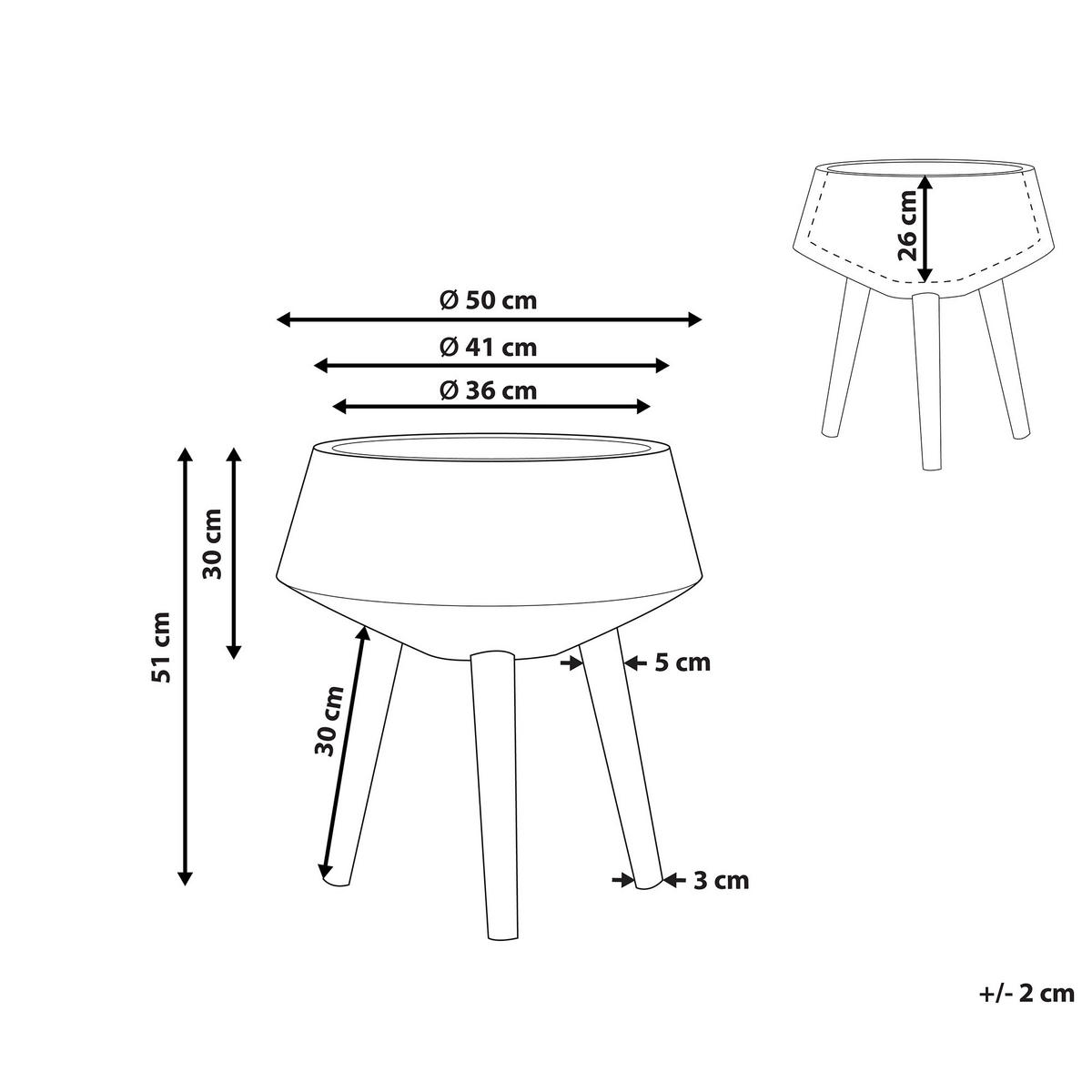 STALAK ZA BILJKE zlatni s drvenim nogama 51 cm Vardiani - zlatne boje/crna, kamen (51cm) - Beliani