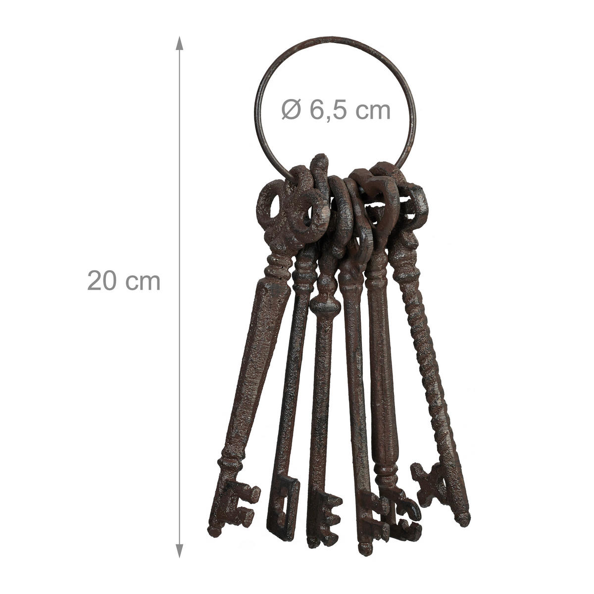 DEKO-SCHLÜSSELBUND - Braun, Metall (6.5/20/3.5cm) - Relaxdays